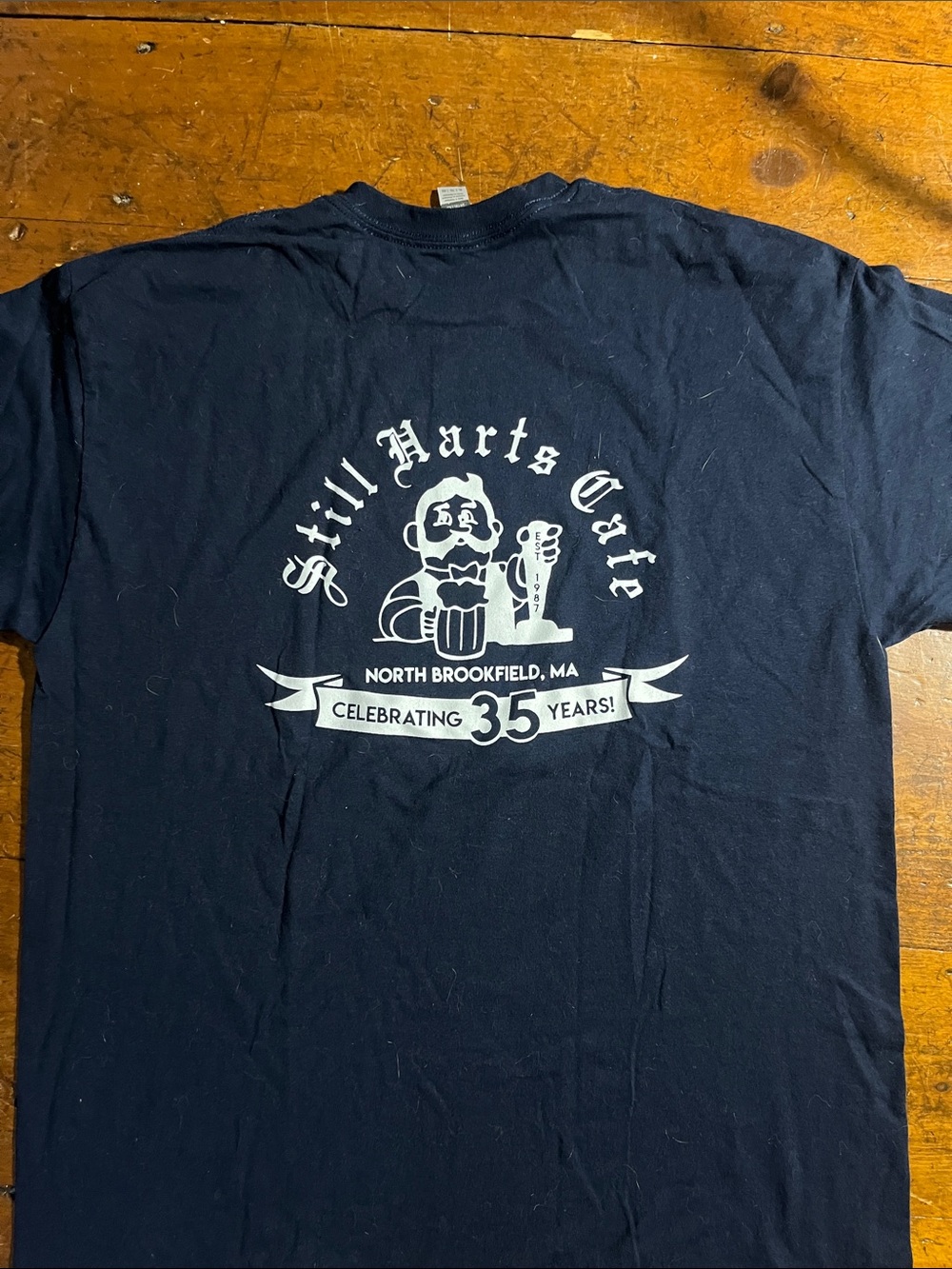 Gildan Navy Short-Sleeve Tee with White Still Harts Cafe Graphic